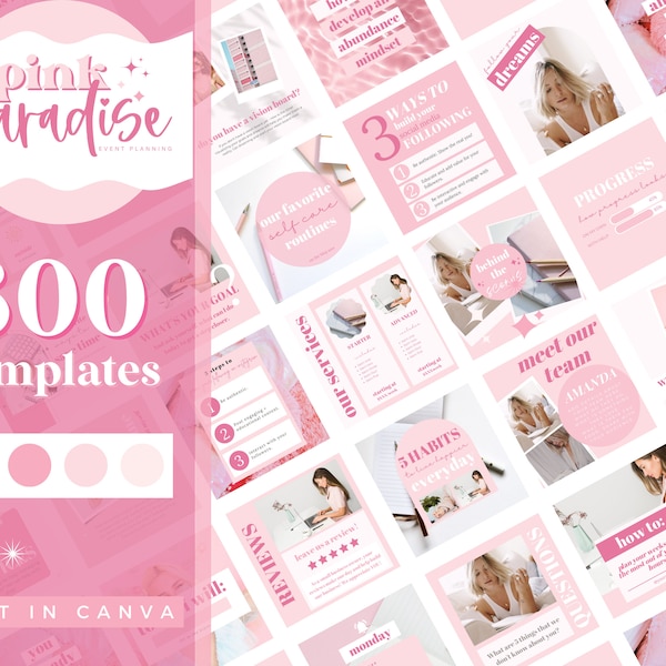 800 Coach Instagram Postsjablonen - Engagement Booster - Zakelijk - Roze - Quotes - Canva - Blogger - Social Media - Schoonheid - PP01