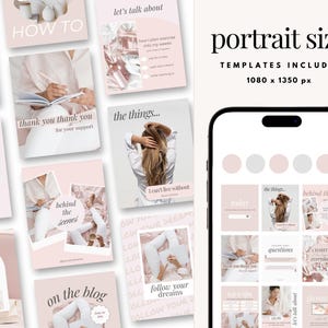 May include: A set of 12 pink and white Instagram story templates with text overlays. The templates feature text such as "How to", "Thank you", "The things...", "Behind the scenes", "On the blog", "Follow your dreams", "Questions", "Habits everyday", and "Let's talk about".