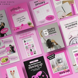Bold Instagram Templates - Social Media Manager Marketing - Aesthetic Instagram Feed - Canva Templates for Coaches - Portrait Instagram