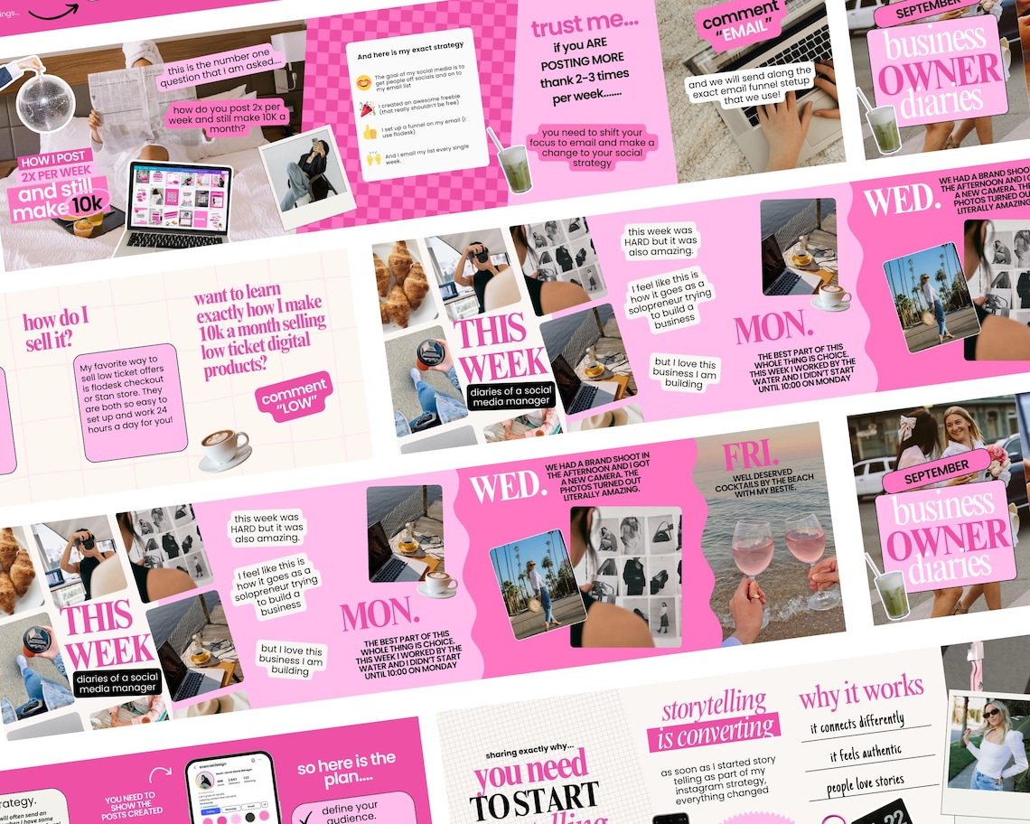 Canva Carousel Templates: Pink Social Media Posts for Coaches - Etsy