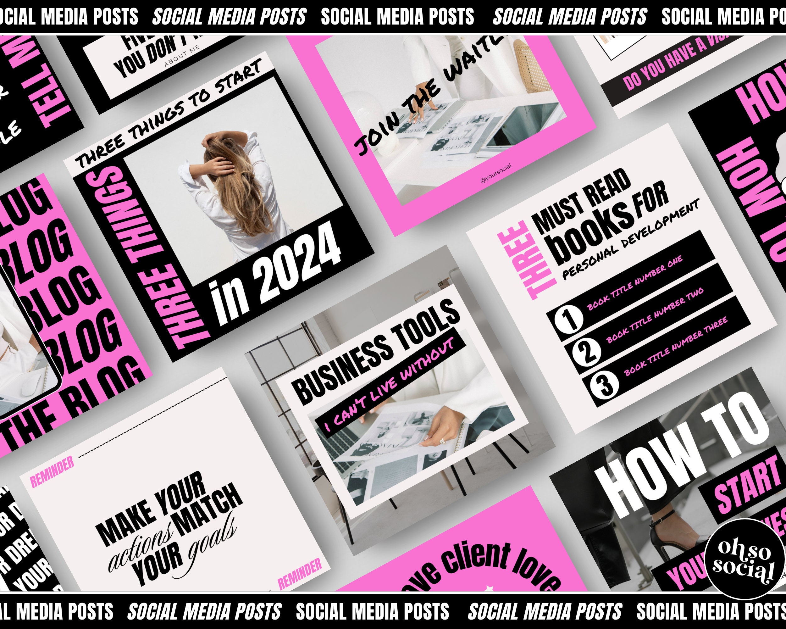 200 Black and White Instagram Templates: Social Media Canva Templates ...