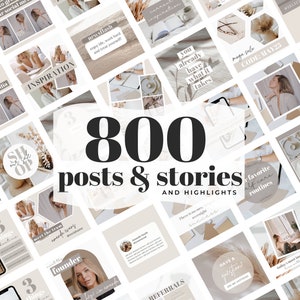 800 Neutral Instagram Post Templates - Engagement Booster - Business - Coach - Quotes - Canva - Beige - Fashion - Social Media - Blogger