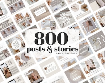 800 Neutral Instagram Post Templates - Engagement Booster - Business - Coach - Quotes - Canva - Beige - Fashion - Social Media - Blogger