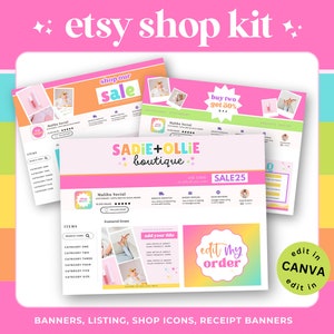 Pink Etsy Shop Kit - Etsy Shop Branding Kit - Colorful Etsy Banner - Etsy Shop Bundle - Bright Etsy Shop Template - Etsy Planner - GG08