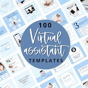 100 Virtual Assistant Instagram - Virtual Assistant Instagram Template - Virtual Assistant Social Media Post - Service Business Templates