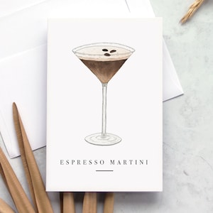 4 X 6 Espresso Martini Cocktail aquarel print wenskaart
