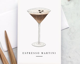 4 X 6 Espresso Martini Cocktail Watercolor Print Greeting card