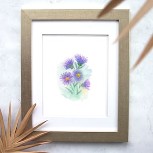 8 X 11 Loose Aster Flower Original Watercolor Giclée Art Print