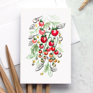 4 x 15 Lose Tomate Aquarell Druck Grußkarte