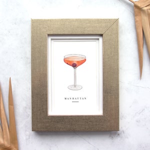 4 X 6 Manhattan Cocktail Watercolor Print Greeting card image 4