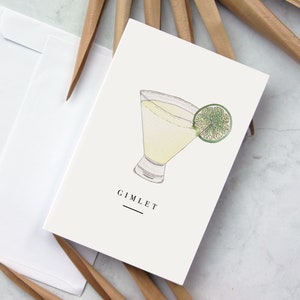Biglietto di auguri con stampa ad acquerello per cocktail Gimlet 4 x 6