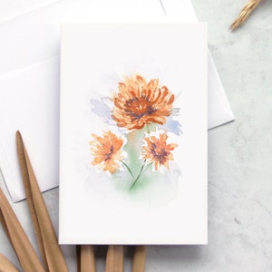 4 X 6 losse chrysant bloem aquarel print wenskaart