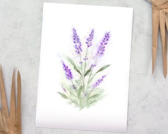 8 X 11 Loose Lavender Flower Original Watercolor Giclée Art Print