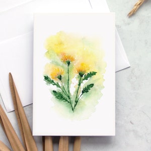 4 X 6 Loose Dandelion Flower Watercolor Print Greeting card image 1