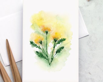 4 X 6 Loose Dandelion Flower Watercolor Print Greeting card