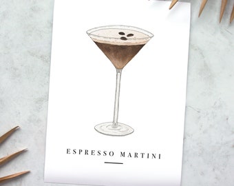 8 X 11 Espresso Martini Cocktail Watercolor Giclée Art Print