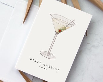 4 X 6 Dirty Martini Cocktail Watercolor Print Greeting card