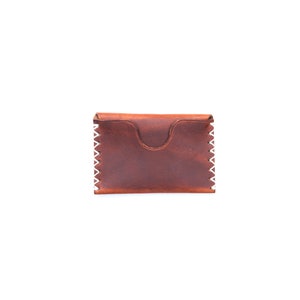 Cartera de cuero marrón de 1 bolsillo, tarjetero, cartera de bolsillo frontal minimalista, hecha a mano en Inglaterra imagen 4