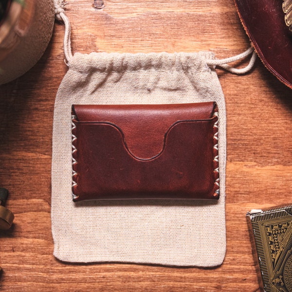 Portefeuille en cuir marron à 3 poches, porte-cartes, portefeuille de poche avant minimaliste, fabriqué à la main en Angleterre