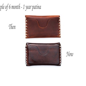 Cartera de cuero marrón de 1 bolsillo, tarjetero, cartera de bolsillo frontal minimalista, hecha a mano en Inglaterra imagen 10