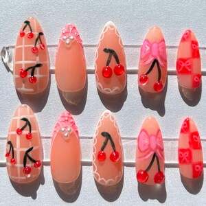 Cherry Bow Nails