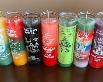 ENERGIZED AND ANOINTED Glass Candles | Blessed and Consecrated/Bouji Kouran| Santeria| Velas Energizadas| Voodoo| Wicca|
