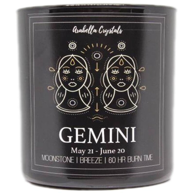 ZODIAC CANDLE Wooden Wick With Crystal Inside/zodiac Candle Etsy