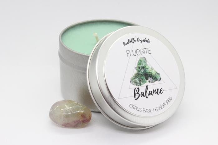 SCENTED CRYSTAL CANDLE With Hidden Crystal Inside/ Amazonite, Amethyst ...