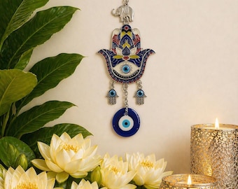 EVIL EYE Home Decor Wall Hanging. Nazar Hangers. Hamsa Hangers. Elephant Decoration. Hand of Fatima Decor. Turkish Evil Eye. New Home Gift.