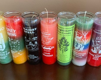 ENERGIZED AND ANOINTED Glass Candles | Blessed and Consecrated / Bouji Kouran| Santeria| Velas Energizadas| Voodoo| Wicca|