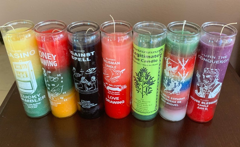 ENERGIZED AND ANOINTED Glass Candles | Blessed and Consecrated / Bouji Kouran| Santeria| Velas Energizadas| Voodoo| Wicca| 