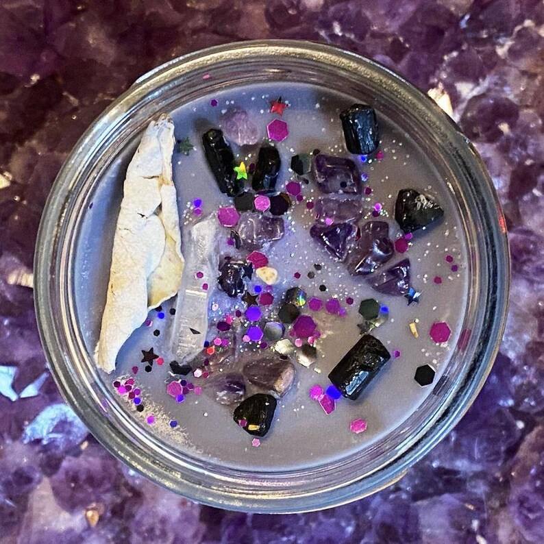 Chakra Votive Box of 7 / HERBAL CANDLES W/CRYSTALS/ Black Etsy