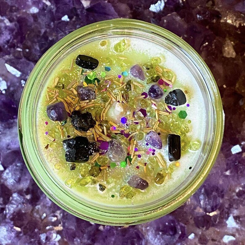 Chakra Votive Box of 7 / HERBAL CANDLES W/CRYSTALS/ Black Etsy