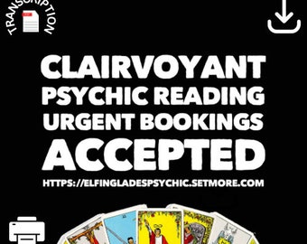 LOVE READING CLAIRVOYANT Chat via Digital Download plus a Pdf Transcription Delivered By Email or Packaged + Sent via Post (small charge)