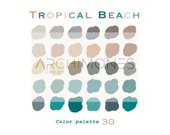 Palette de couleurs de plage tropicale pour procréer, palette de couleurs, échantillons de procréation, 30 échantillons de couleurs pour iPad Illustration et art numérique, teinte