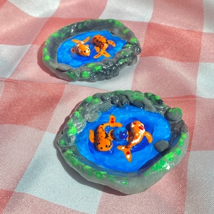 Koi Pond Incense Burner Hand Sculpted and Painted Handmade Ceramic Koi Fish Incense Cone and Stick