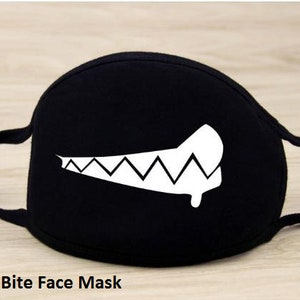 FUNNY FACE Mask Coverings, Washable and Reusable Cartoon and Anime Design, Bear Face,Smiley, Zipper,Mustache Fast Shipping. Double Layered. Bite Face