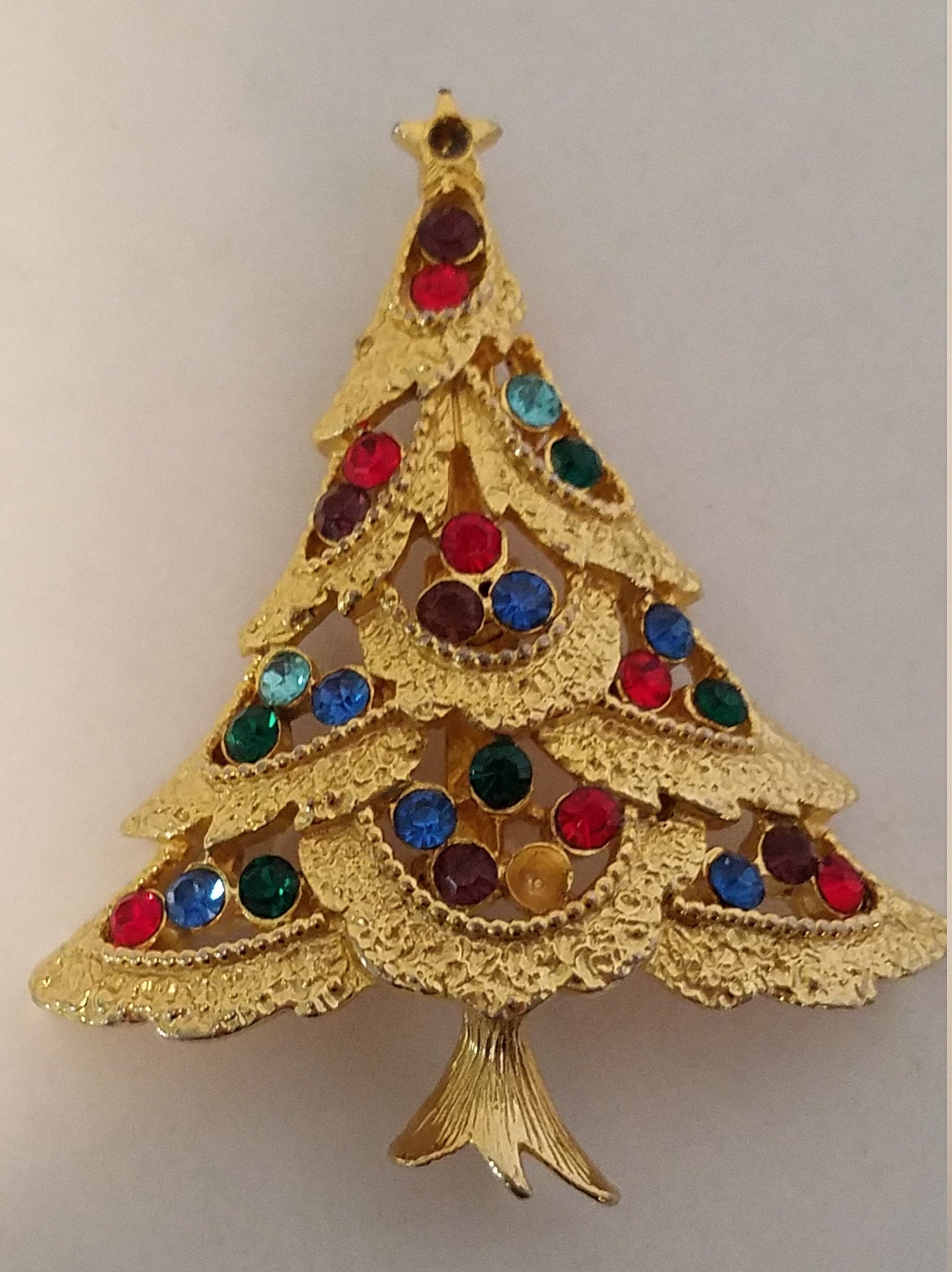 Vintage JJ Christmas Tree brooch Etsy