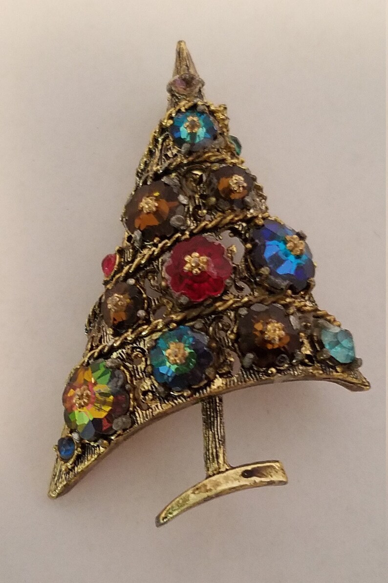 Vintage Christmas Tree Brooch Etsy