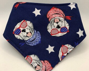 Patriotic Pup Reversible Snap-On Bandana