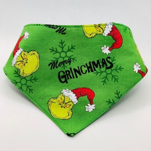 Merry Grinchmas Christmas Snap-On Dog Bandana