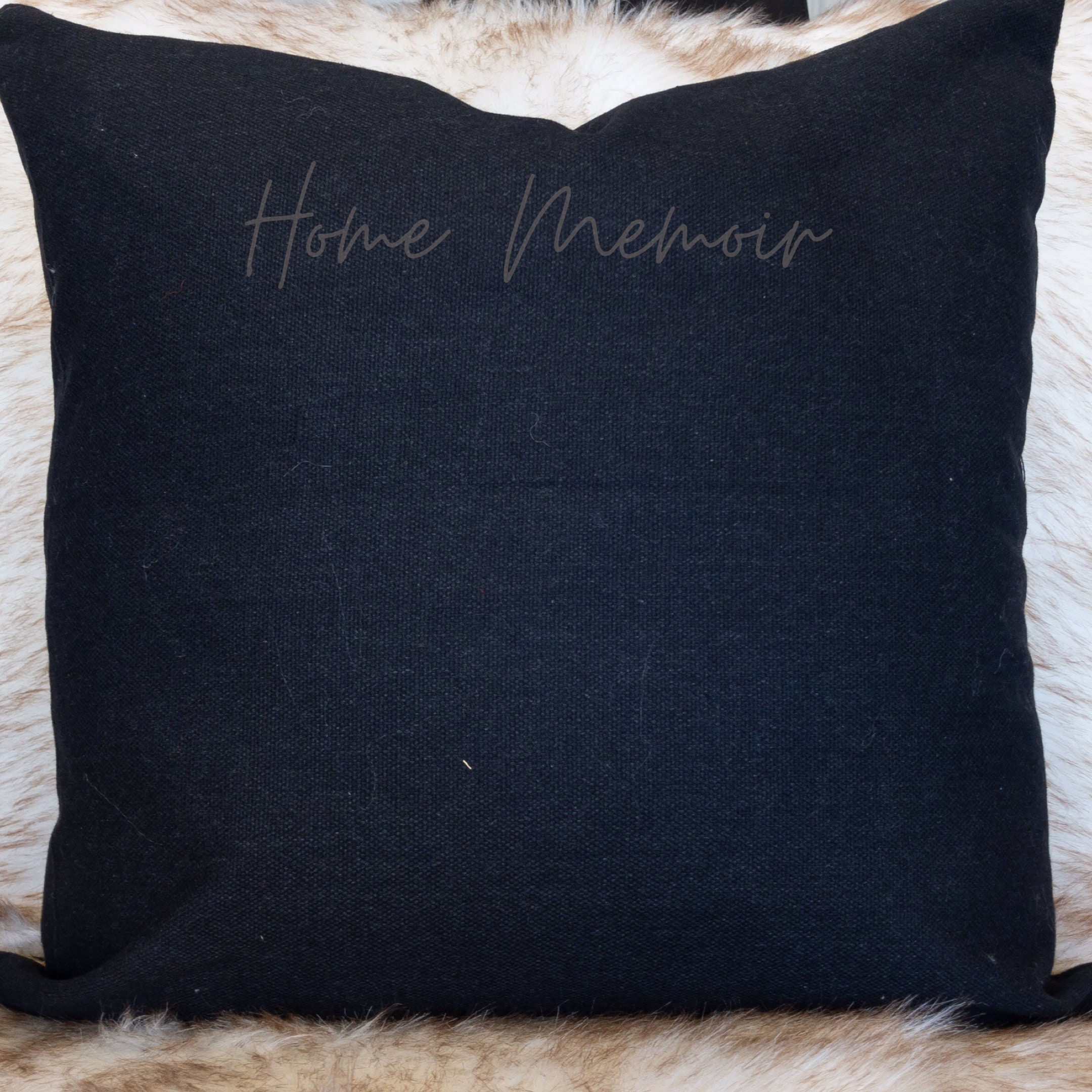 Decorative Black Throw Pillow Cover, 18x18 Inch Cushion Cover, Hand