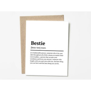 Bestie Definition Karte - Beste Freundin Geburtstagskarte - Karte für Bestie - Freundschaftskarten - Grußkarte für Bestie