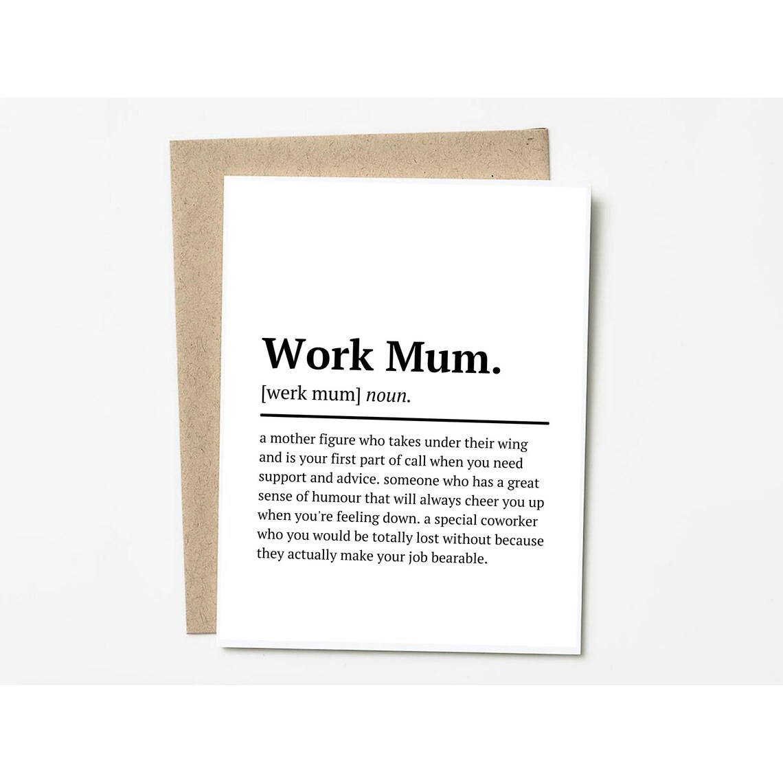 Work Mum Definition Card Coworker Card Funny Coworker Card Coworker