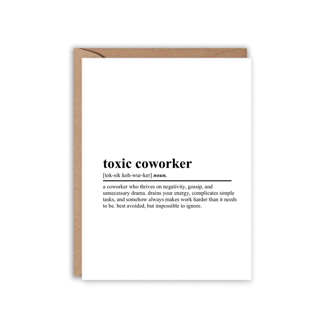 Small Cards Rude Co Worker Toxic Coworker Card Printable - Funny Office Humor Gift - Work Drama ...