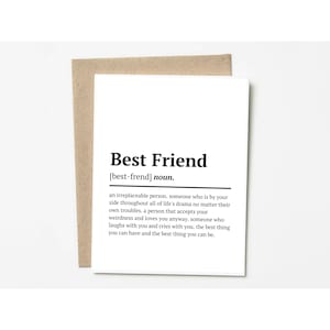 Biglietto di definizione del miglior amico - Biglietto di compleanno bestie - Biglietto per Bestie - Carte per Bestie - Biglietto di auguri per Bestie