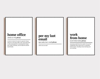 Home Office Decor | 3 PRINTABLES | Office Wall Art | Funny Office Decor | Per My Last Email Definition Print | Office Art | Printable | Art
