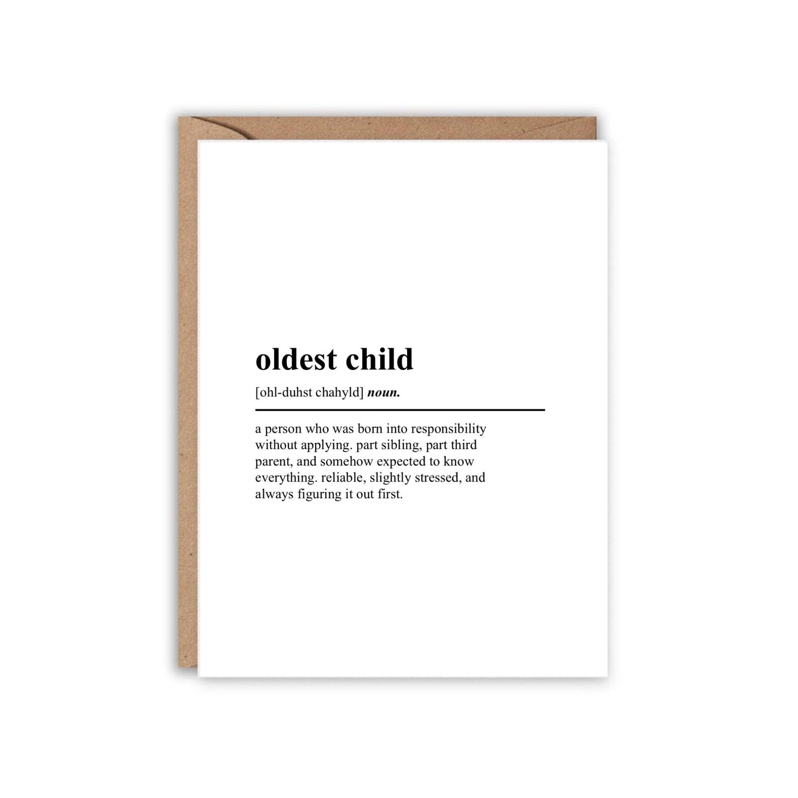 Oldest Child Card Printable - Funny Sibling Card - Family Humor Card ...