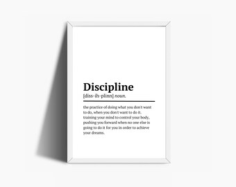 Discipline Definition - Motivational Prints - Motivational Wall Art - Office Wall Art - Inspirational Quote Prints - Office Prints - Gifts