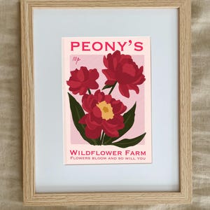 Peony & Wildflower Print: Cottage Garden Botanical Art